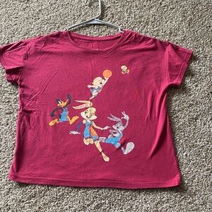 🖤 ❤️ 3/$15 Girls' Short-Sleeve Red Looney Tunes Basketball Graphic Tee J